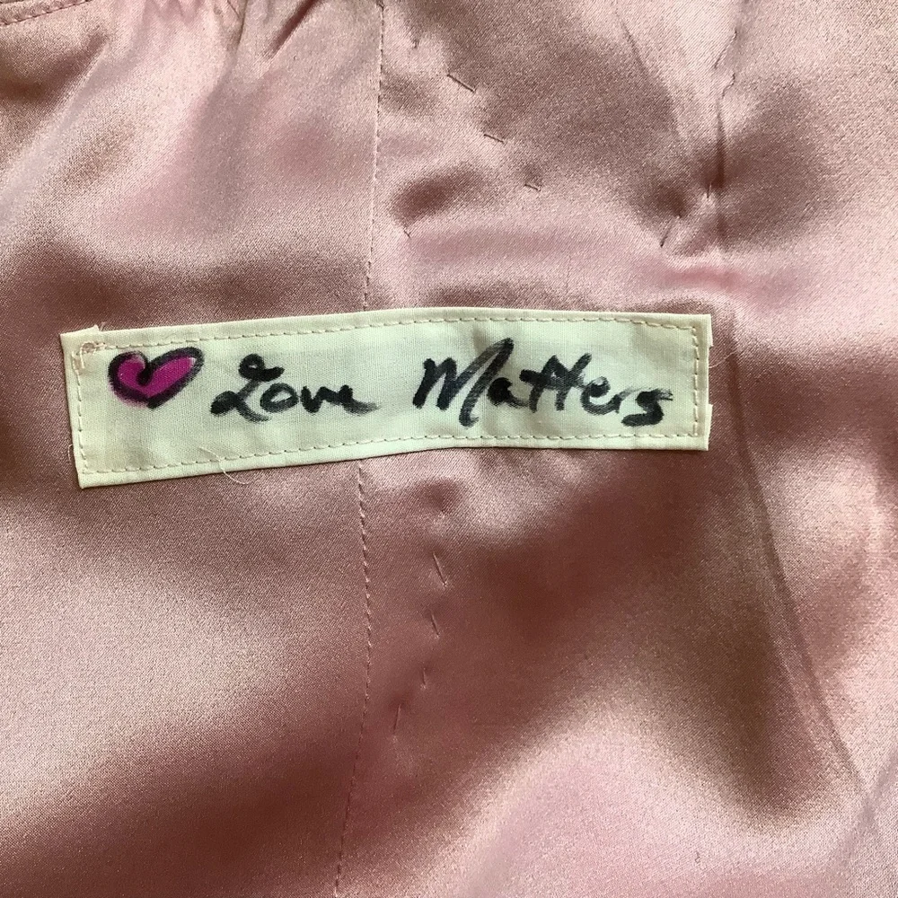 LOVEMATTERS Matthew Donnelly Pink Silk Floral Appliqué Jumpsuit Small 6 Mesh - Picture 15 of 16
